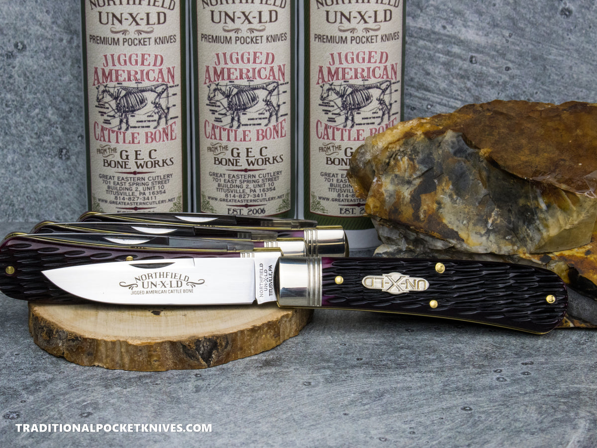 Great Eastern Cutlery #745125 Northfield UNXLD Mustang Black Plum Jigged Bone