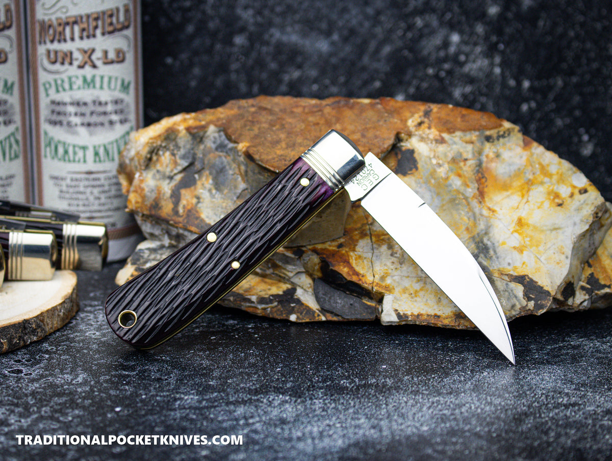 Great Eastern Cutlery #470124 Northfield UNXLD Viper Black Plum Jigged Bone