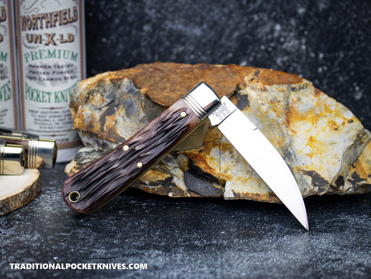 Great Eastern Cutlery #470124 Northfield UNXLD Viper Purple Sage Horsecut India Bone