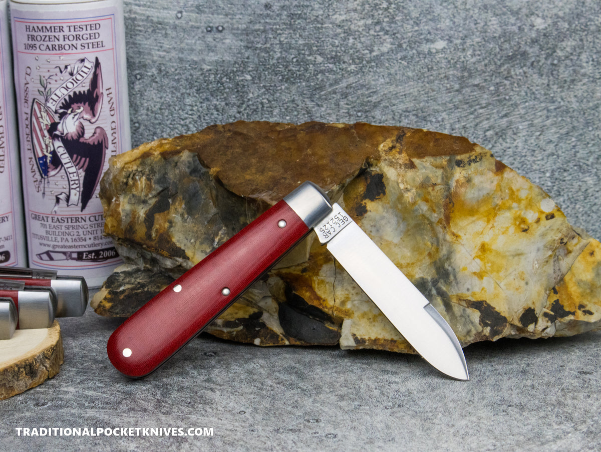 Great Eastern Cutlery #152125 Tidioute Cutlery Boys Badge Knife Red Linen Micarta