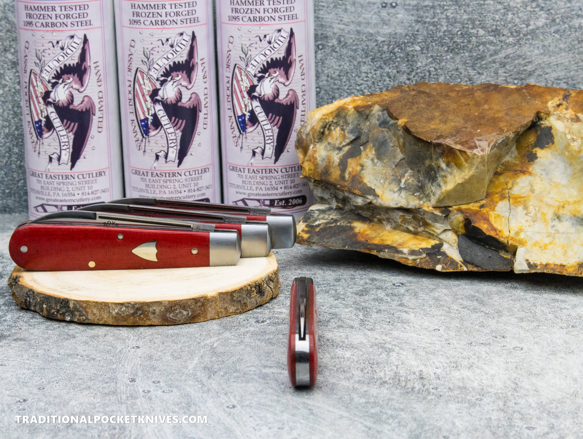 Great Eastern Cutlery #152125 Tidioute Cutlery Boys Badge Knife Red Linen Micarta