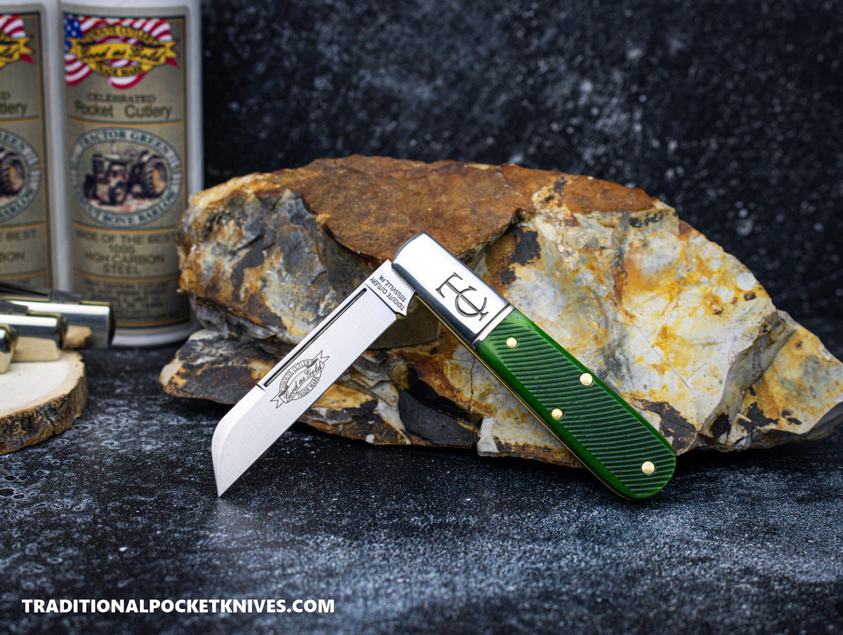 Great Eastern Cutlery #153124 Tidioute Cutlery Sheepsfoot Barlow Tractor Green Sawcut Bone