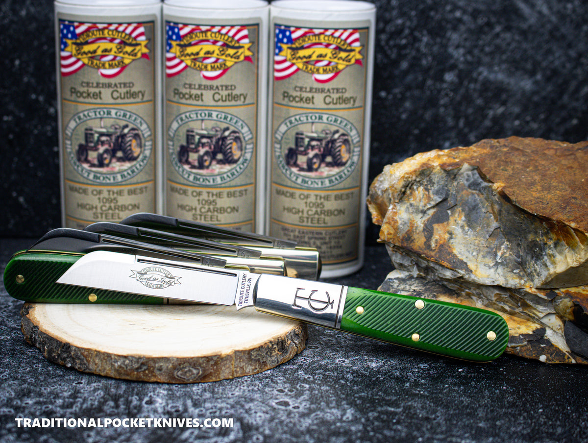 Great Eastern Cutlery #153124 Tidioute Cutlery Sheepsfoot Barlow Tractor Green Sawcut Bone