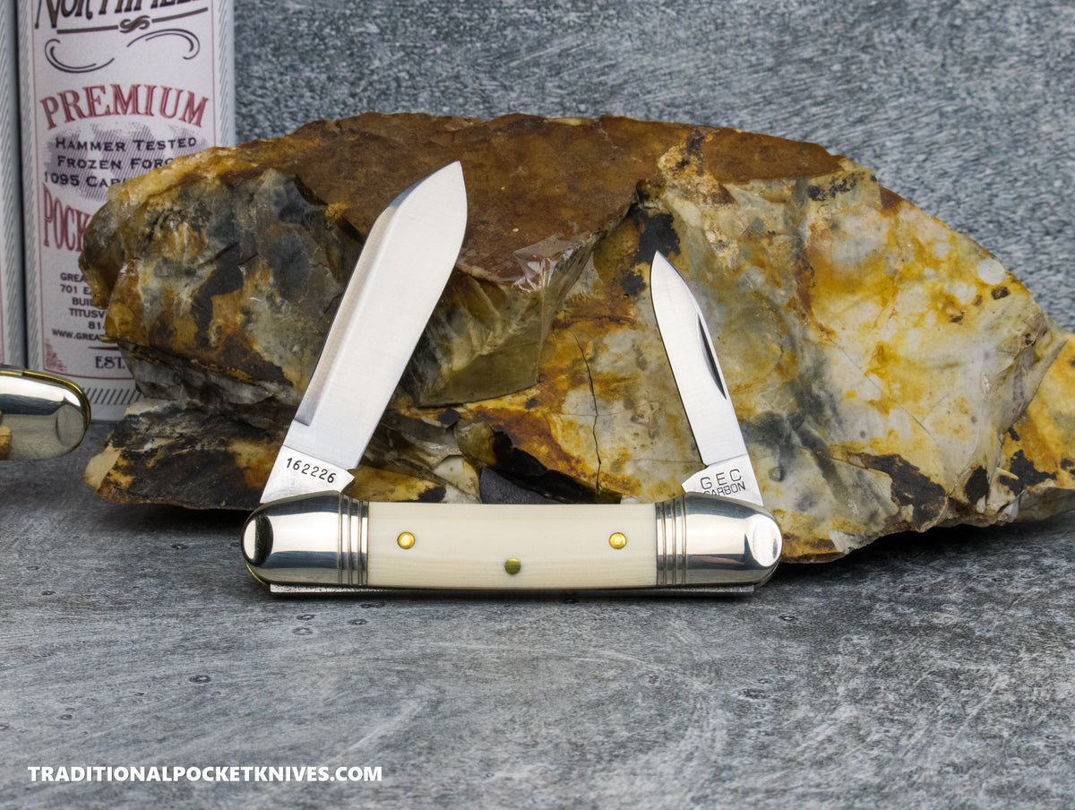 Great Eastern Cutlery #162226 Northfield UNLXD Little Indian Girl Canoe Ivory Linen Micarta *Satin*