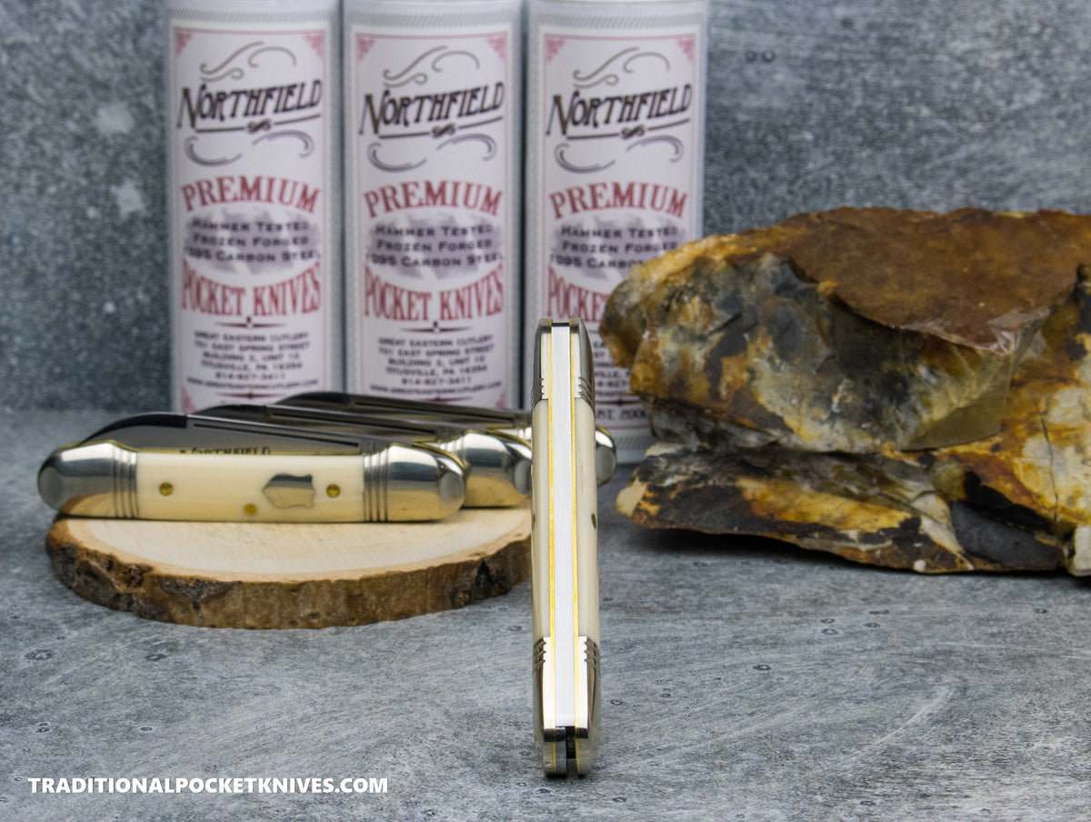 Great Eastern Cutlery #162226 Northfield UNLXD Little Indian Girl Canoe Ivory Linen Micarta *Satin*
