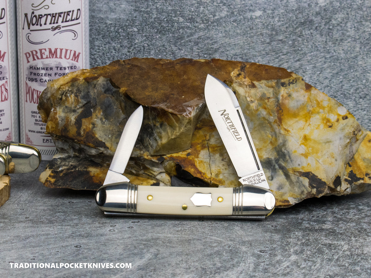 Great Eastern Cutlery #162226 Northfield UNLXD Little Indian Girl Canoe Ivory Linen Micarta *Satin*