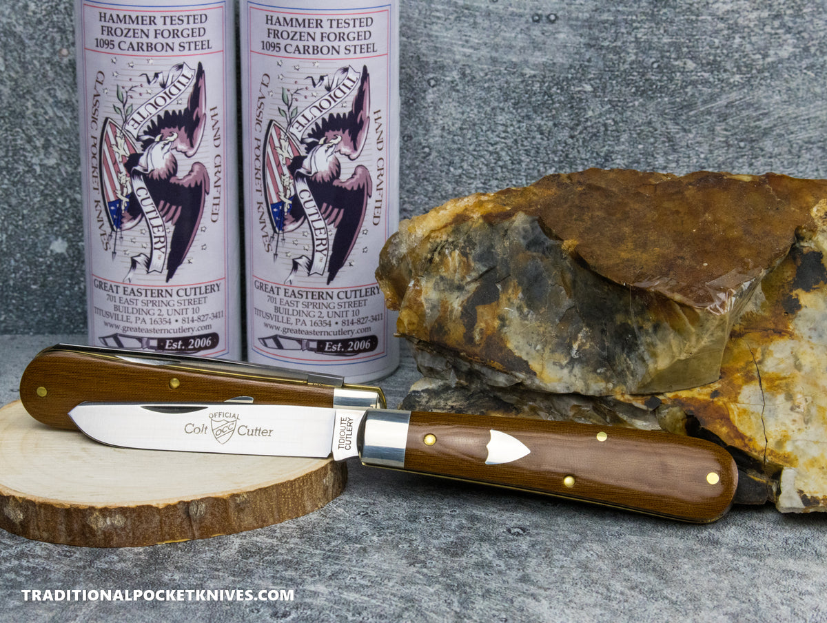 Great Eastern Cutlery #394124 Tidioute Cutlery Special Factory Assembly Colt Cutter Natural Linen Micarta