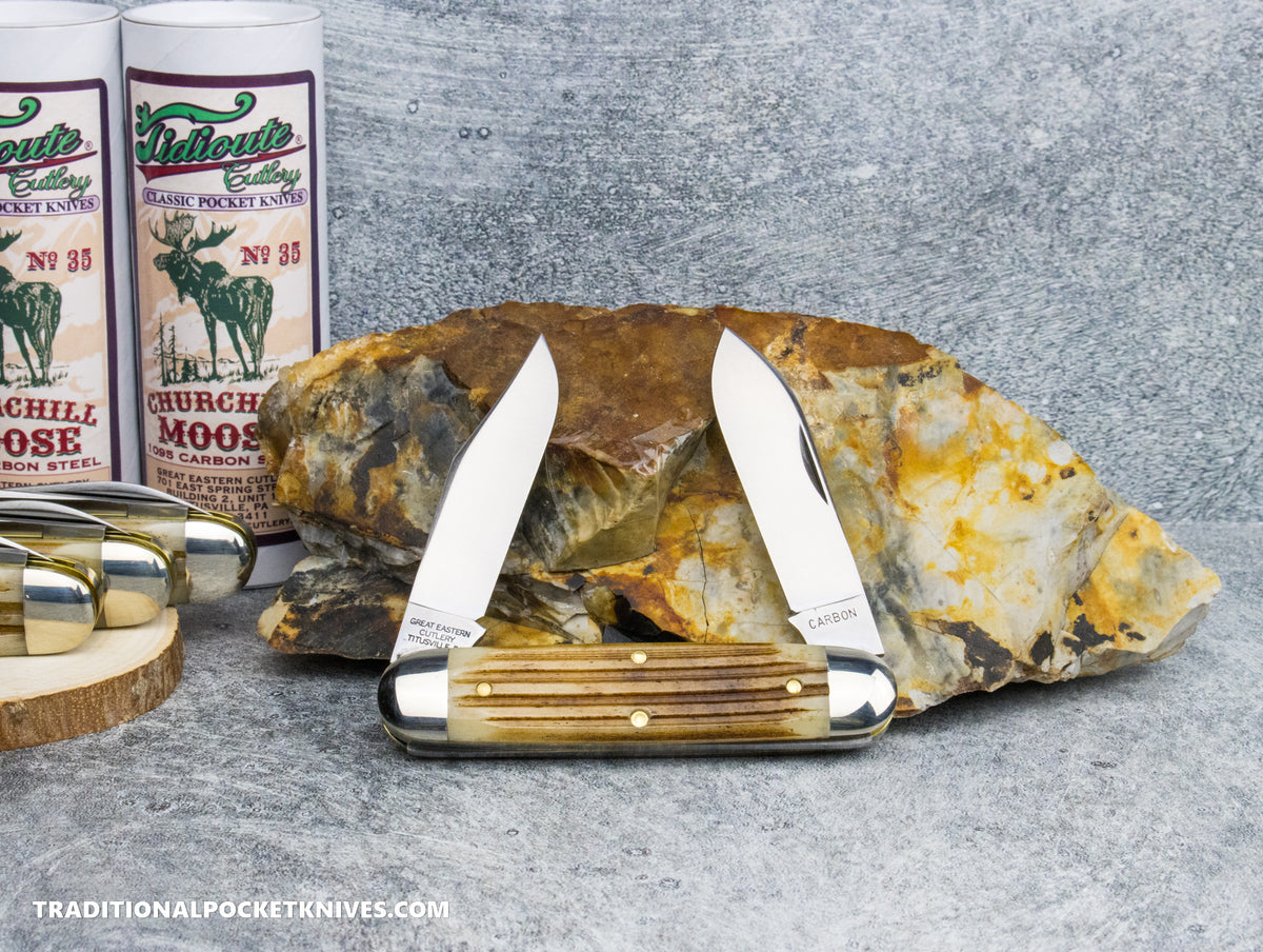 Great Eastern Cutlery #351225 Tidioute Cutlery Churchill Moose Cowhide Jigged Bone