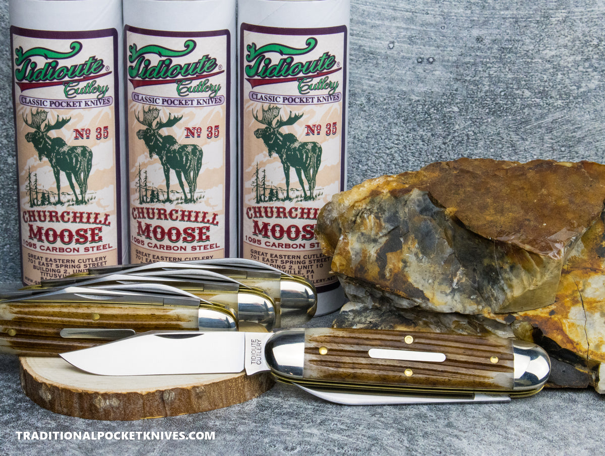Great Eastern Cutlery #351225 Tidioute Cutlery Churchill Moose Cowhide Jigged Bone