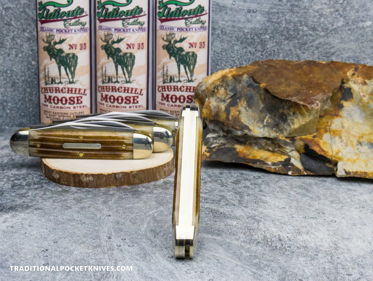 Great Eastern Cutlery #351225 Tidioute Cutlery Churchill Moose Cowhide Jigged Bone