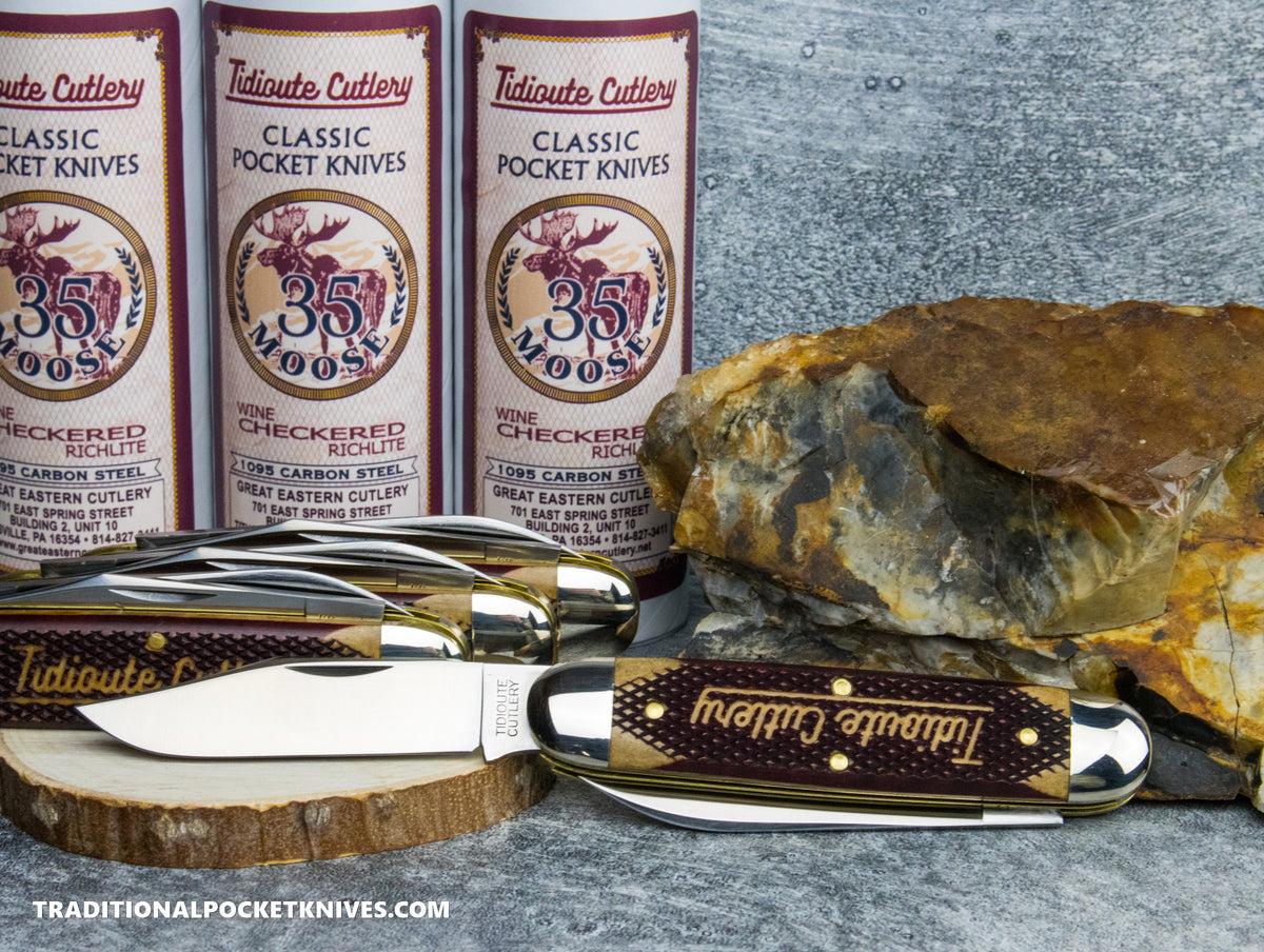 Great Eastern Cutlery #351225 Tidioute Cutlery Churchill Moose Wine Checkered Richlite