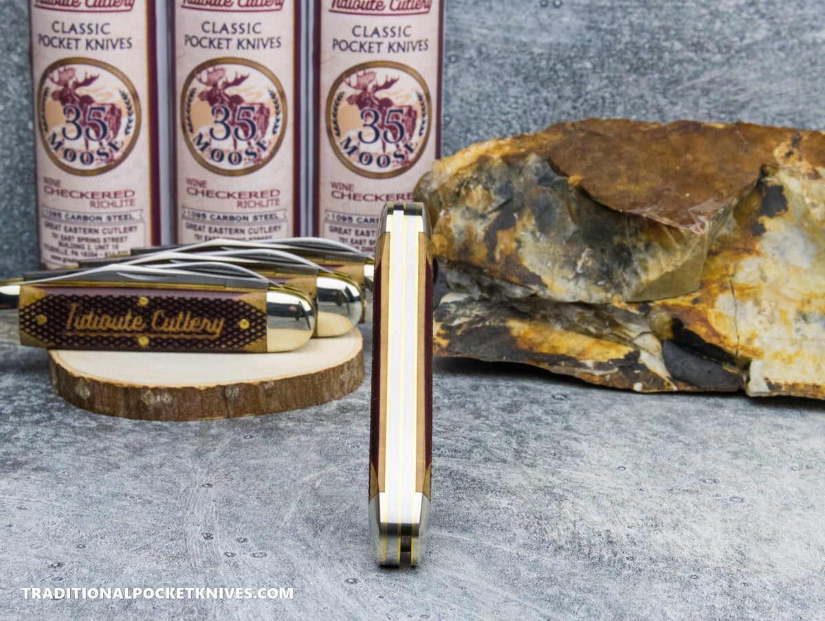 Great Eastern Cutlery #351225 Tidioute Cutlery Churchill Moose Wine Checkered Richlite