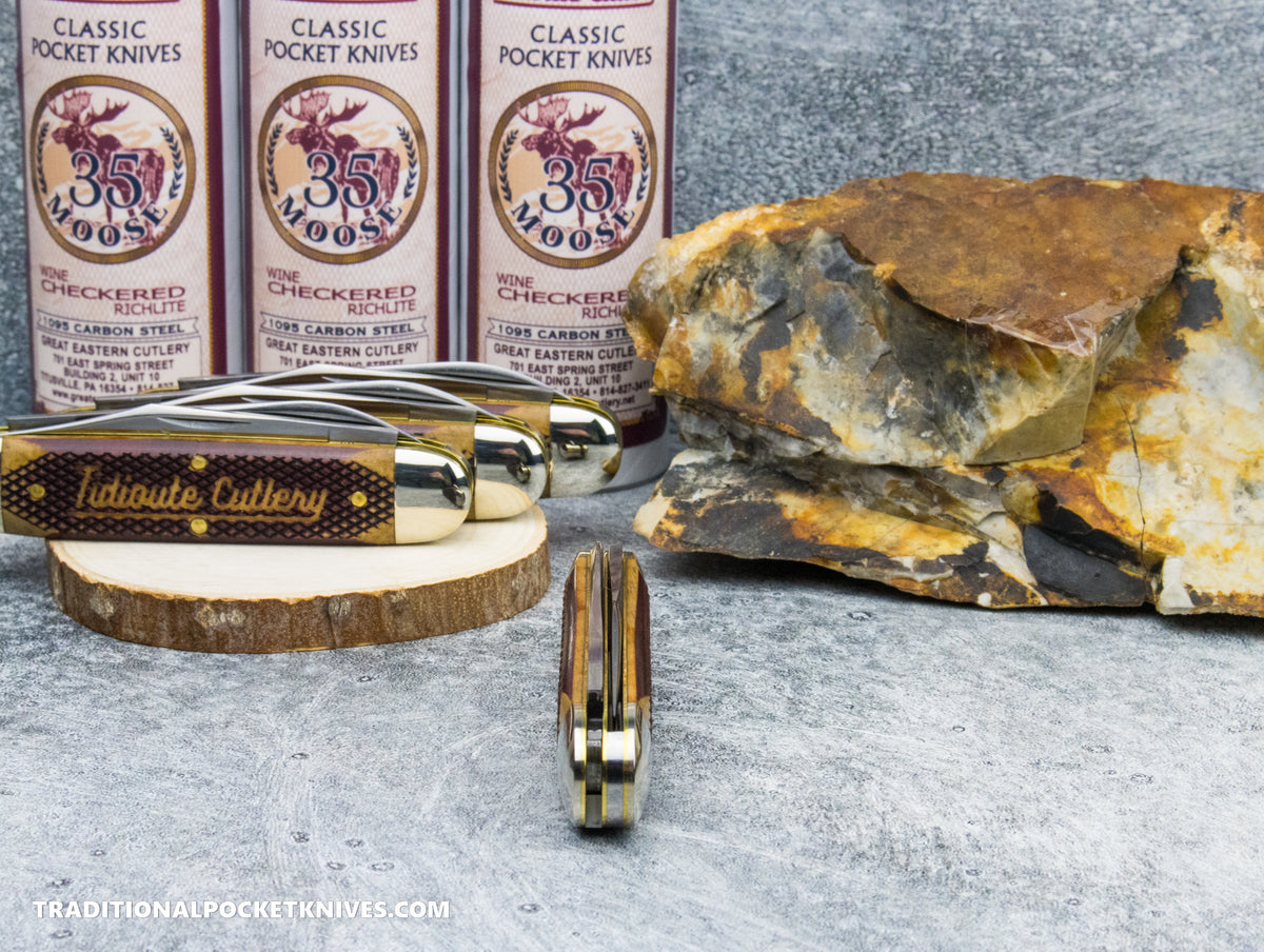 Great Eastern Cutlery #351225 Tidioute Cutlery Churchill Moose Wine Checkered Richlite