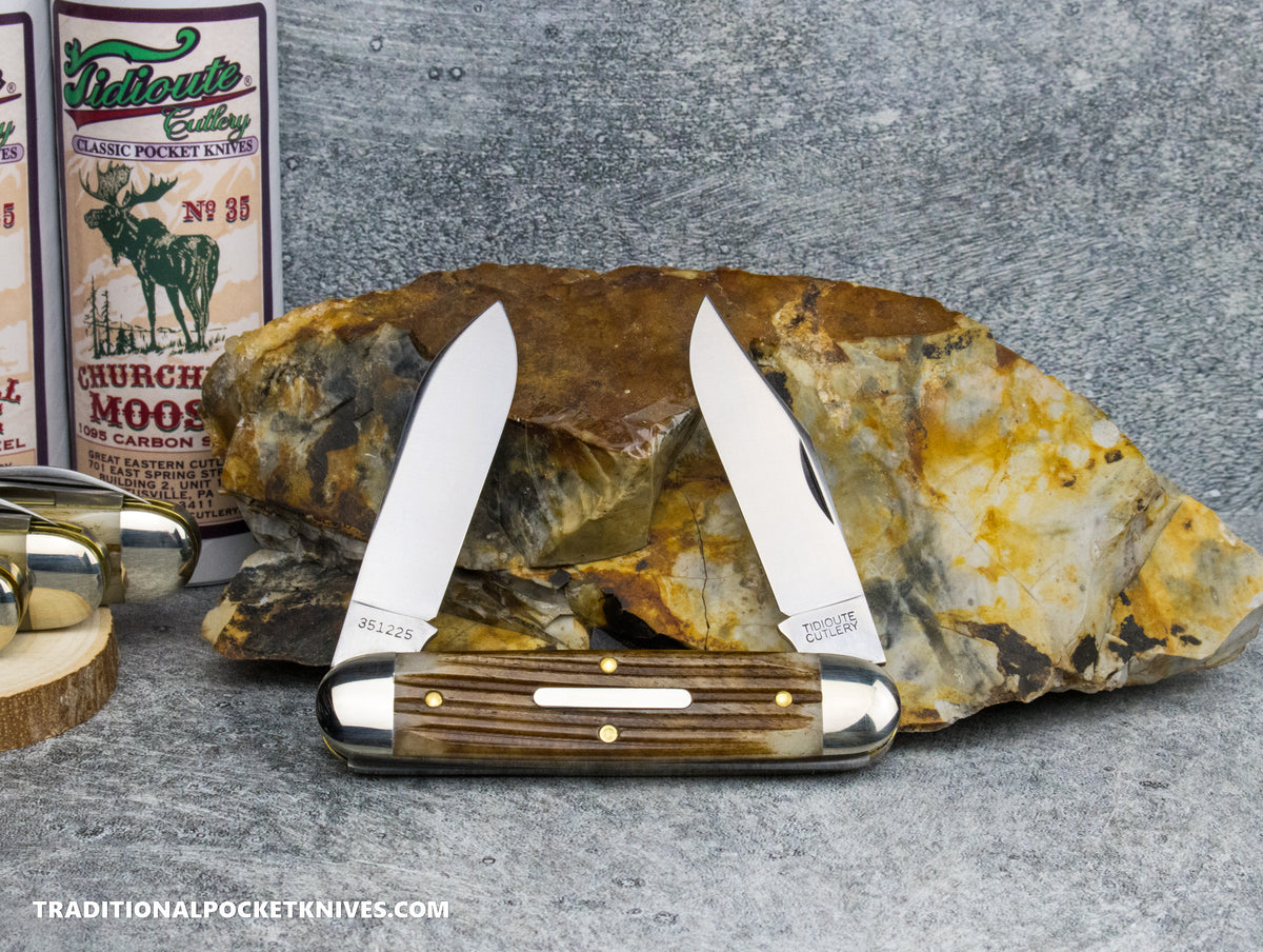 Great Eastern Cutlery #351225 Tidioute Cutlery Churchill Moose Cowhide Jigged Bone