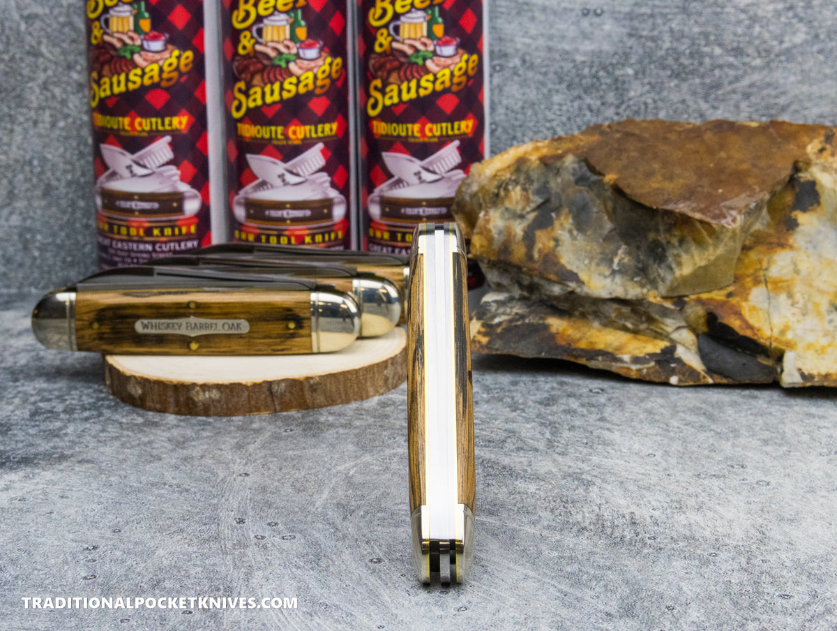 Great Eastern Cutlery #352325 Tidioute Cutlery Beer and Sausage Bar Tool Knife Distressed Whiskey Barrel Oak