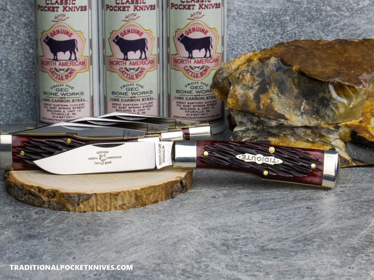 Great Eastern Cutlery #441126 Tidioute Cutlery Buffalo Jack Strawberry Jigged Bone