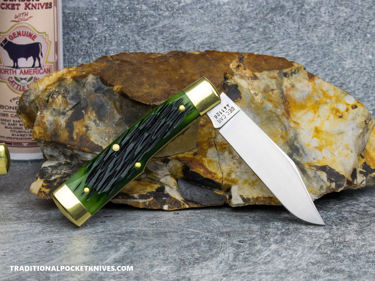 Great Eastern Cutlery #441126 Tidioute Cutlery Buffalo Jack Deep Woods Green Jigged Bone