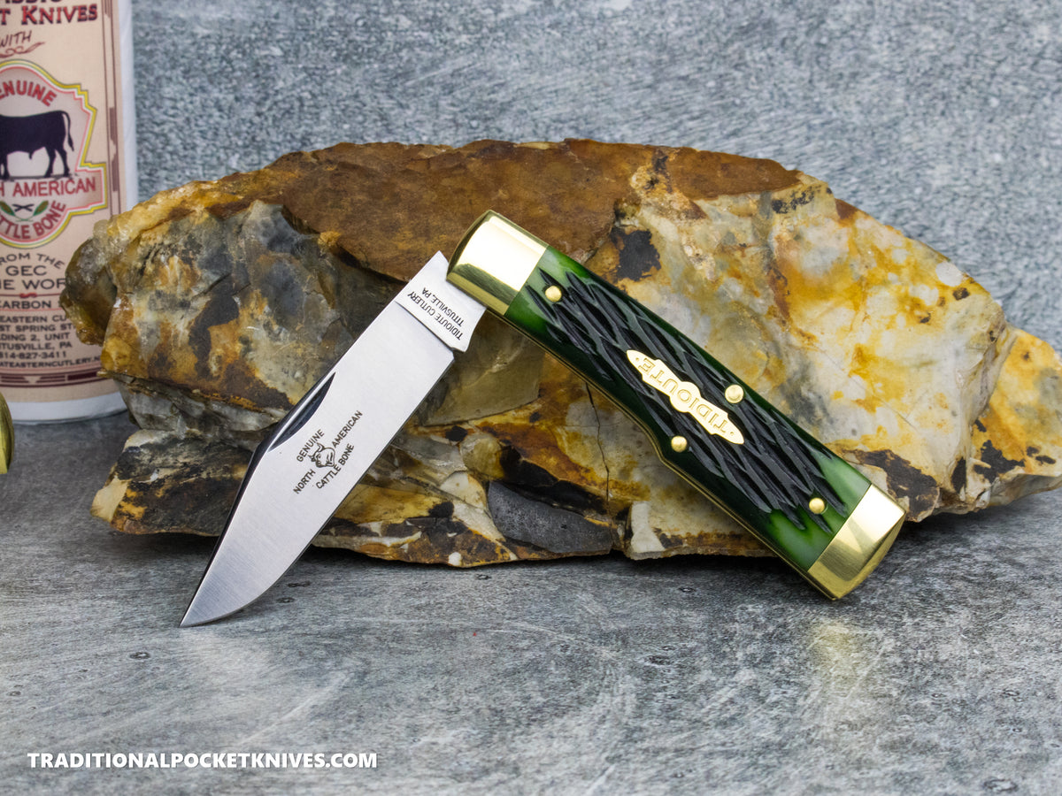 Great Eastern Cutlery #441126 Tidioute Cutlery Buffalo Jack Deep Woods Green Jigged Bone