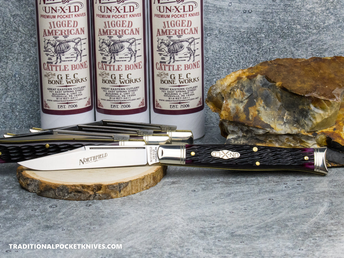 Great Eastern Cutlery #631126 Northfield UNXLD Fish Tail Black Plum Jigged Bone *Satin*