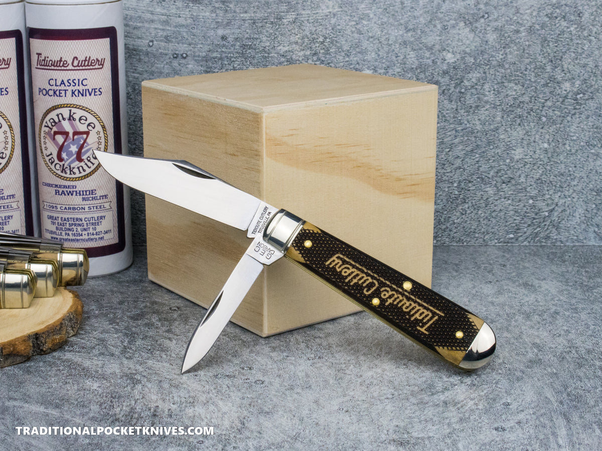Great Eastern Cutlery #771225 Tidioute Cutlery Yankee Jack Knife Checkered Rawhide Richlite
