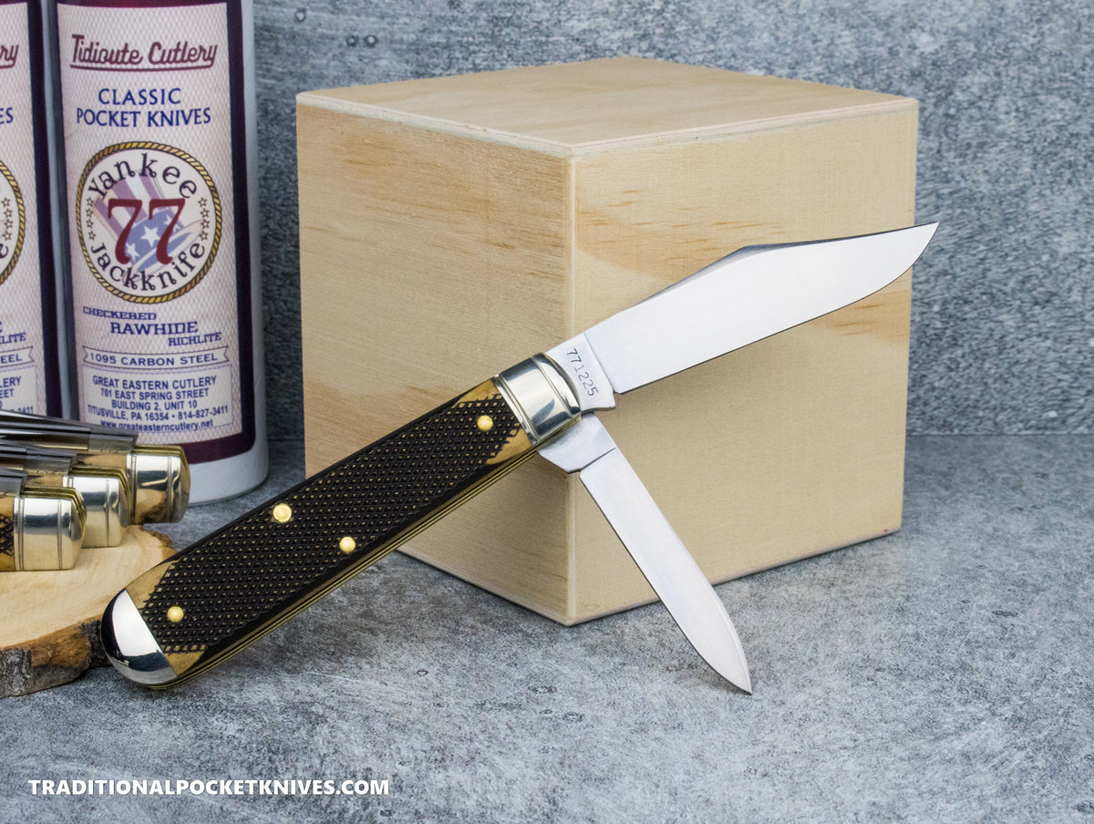 Great Eastern Cutlery #771225 Tidioute Cutlery Yankee Jack Knife Checkered Rawhide Richlite