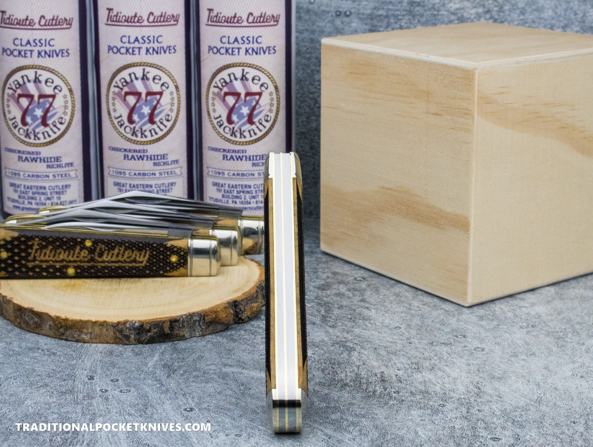 Great Eastern Cutlery #771225 Tidioute Cutlery Yankee Jack Knife Checkered Rawhide Richlite