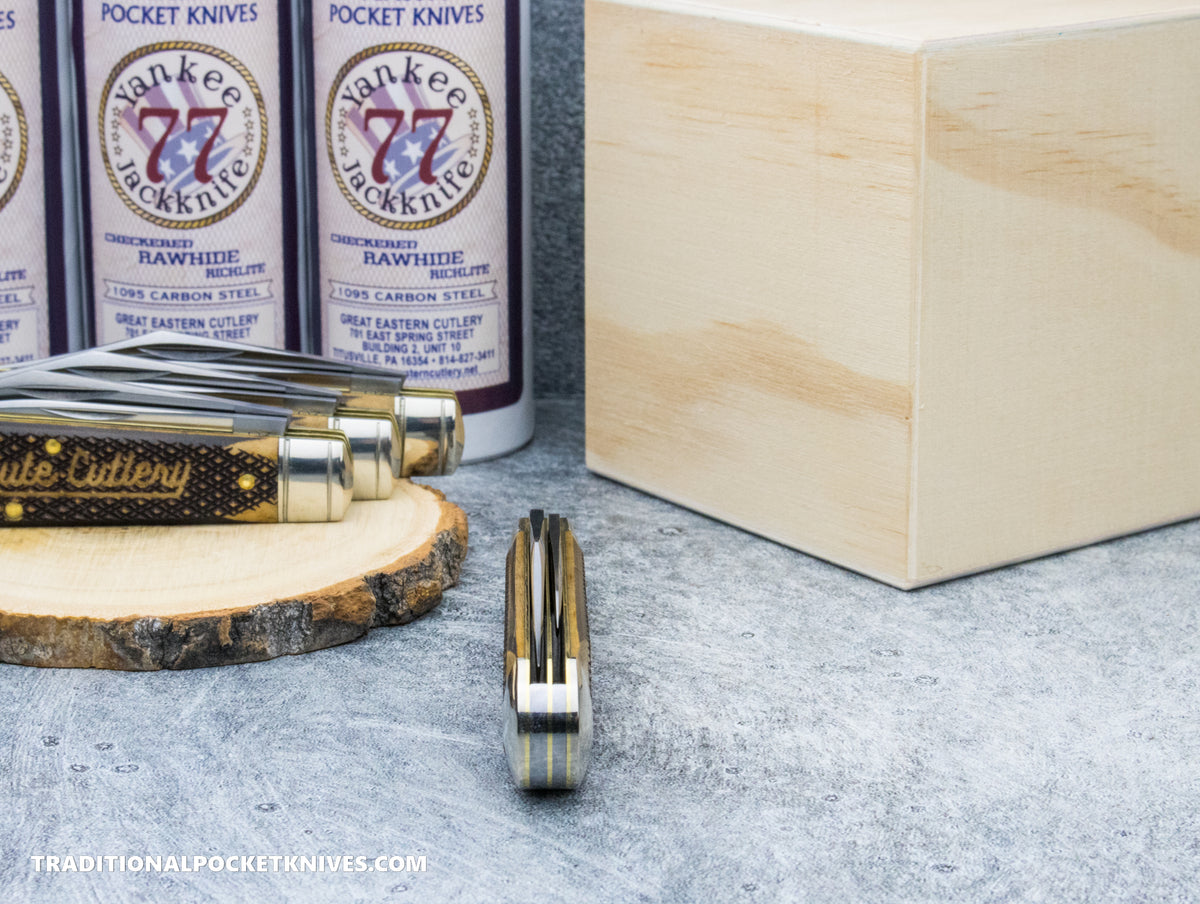 Great Eastern Cutlery #771225 Tidioute Cutlery Yankee Jack Knife Checkered Rawhide Richlite