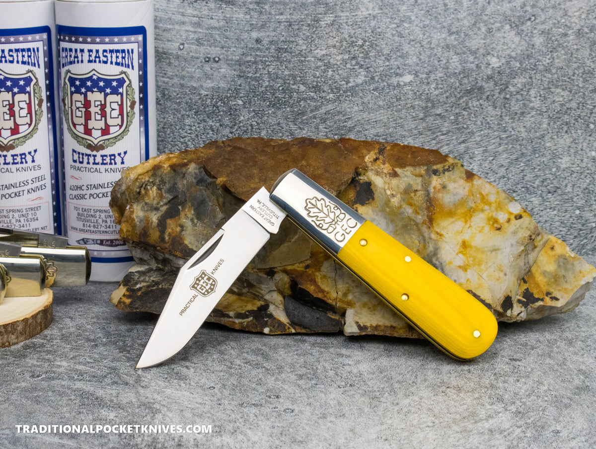 Great Eastern Cutlery #861125SS Barlow Yellow Linen Micarta