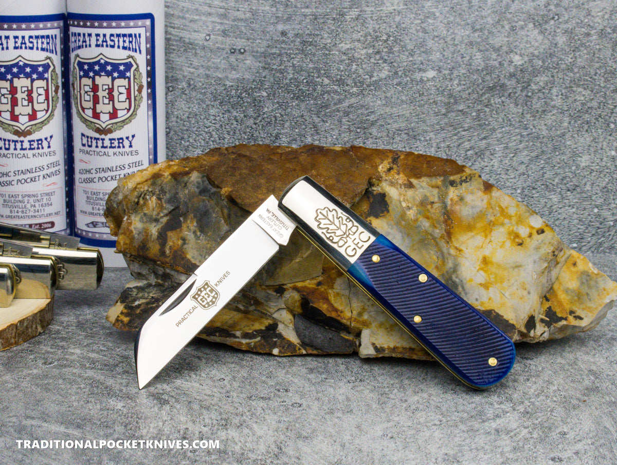 Great Eastern Cutlery #863125SS Barlow Navy Blue Sawcut Bone