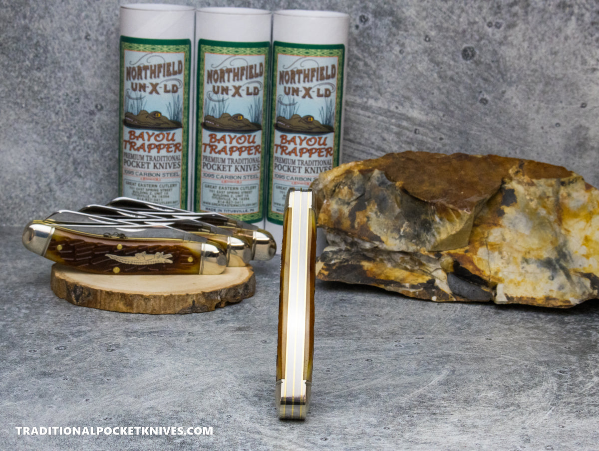 Great Eastern Cutlery #888225 Northfield UNXLD Bayou Trapper Antique Autumn Jigged Bone