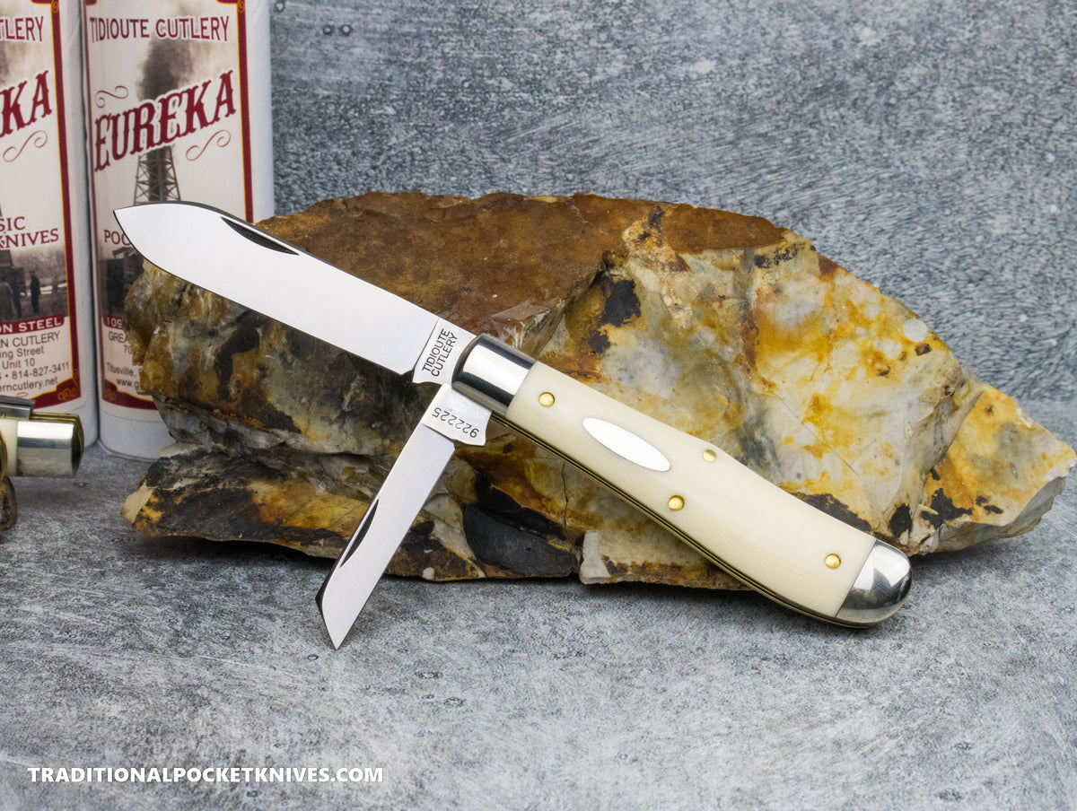 Great Eastern Cutlery #922225 Tidioute Cutlery Eureka Jack Ivory Linen Micarta