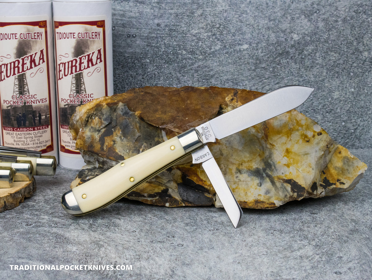 Great Eastern Cutlery #922225 Tidioute Cutlery Eureka Jack Ivory Linen Micarta