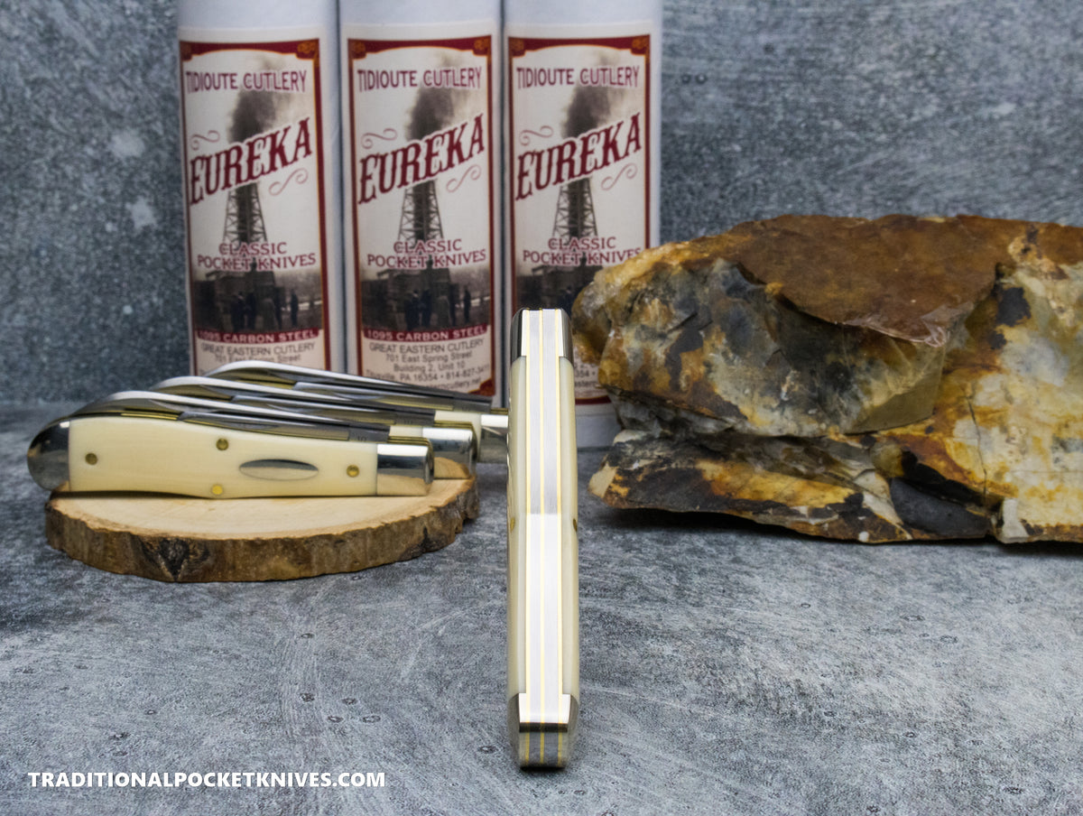 Great Eastern Cutlery #922225 Tidioute Cutlery Eureka Jack Ivory Linen Micarta