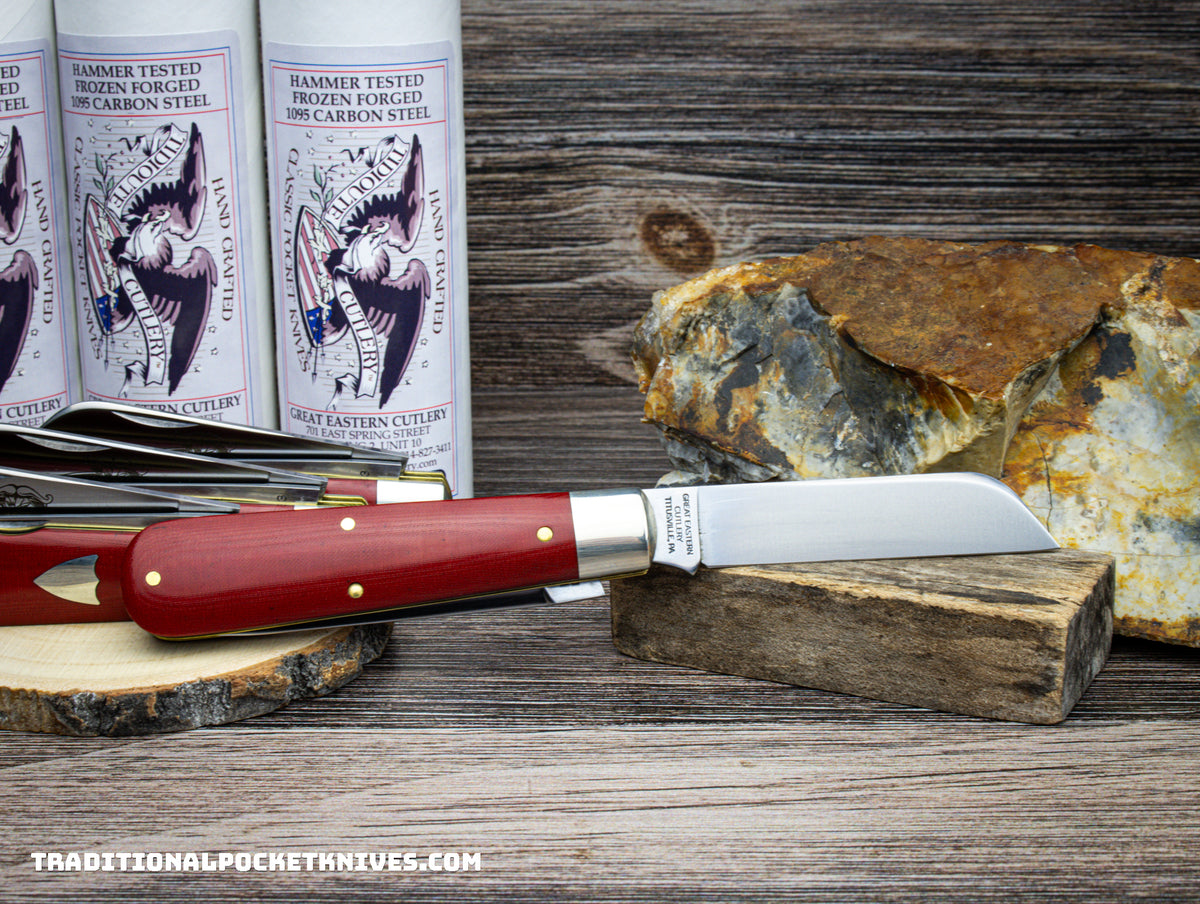 Great Eastern Cutlery #863223P Tidioute Cutlery Bull Hide Carver Red Linen Micarta
