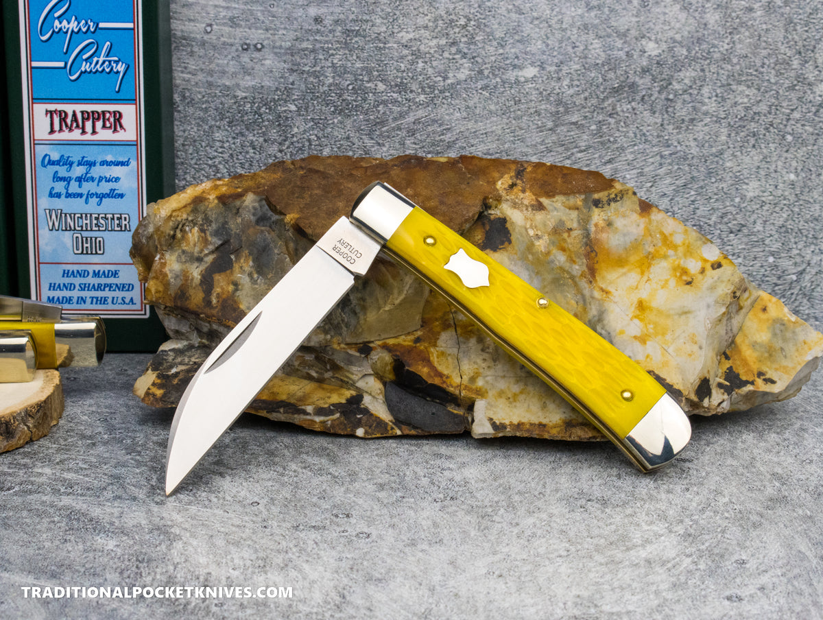 Cooper Cutlery Trapper Yellow Jigged Bone Wharncliffe (5119 YJB W)