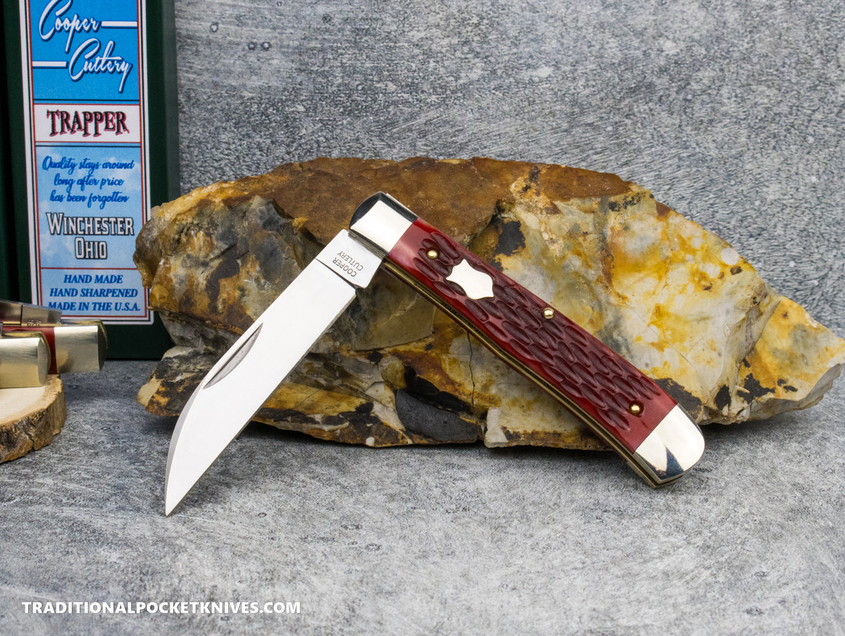 Cooper Cutlery Trapper Red Jigged Bone Wharncliffe (5119 RJB W)