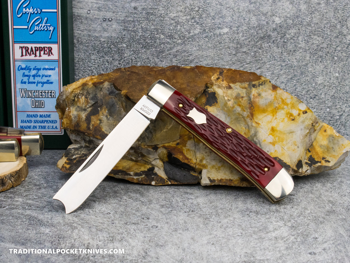 Cooper Cutlery One Arm Razor Blade Trapper Red Jigged Bone (5119 RJB Z)