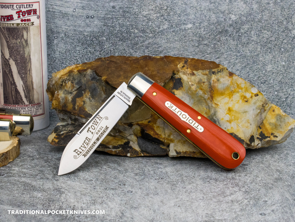 Great Eastern Cutlery #862125 Tidioute Cutlery River Town Single Jack Ember Orange Linen Micarta