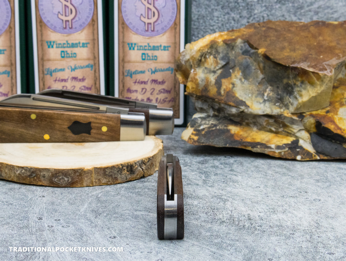 Cooper Cutlery Dollar Knife Co. Franciscan Wood Black Shield Jack (FW BLS)