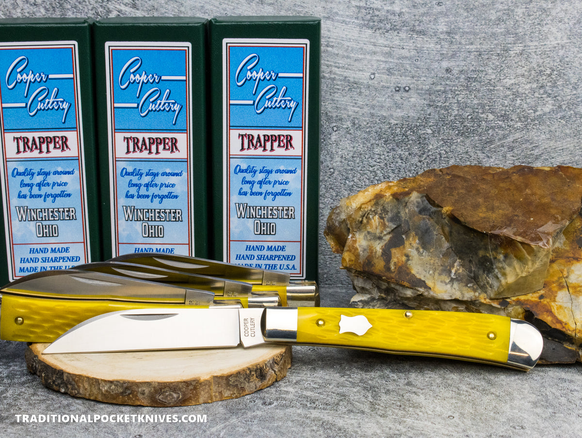 Cooper Cutlery Trapper Yellow Jigged Bone Wharncliffe (5119 YJB W)