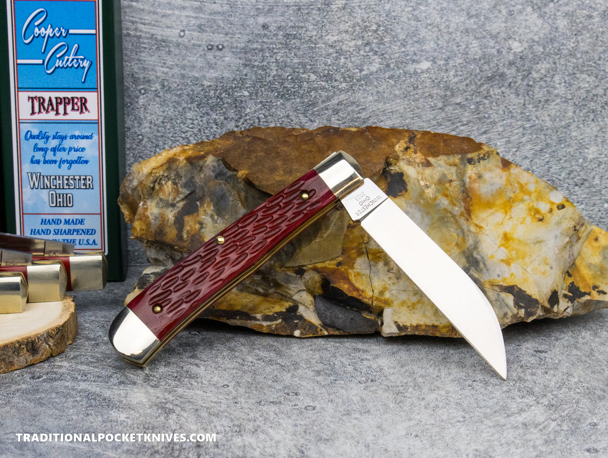 Cooper Cutlery Trapper Red Jigged Bone Wharncliffe (5119 RJB W)
