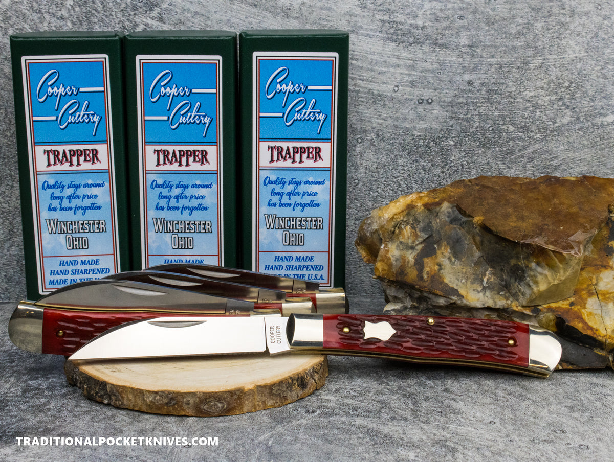 Cooper Cutlery Trapper Red Jigged Bone Wharncliffe (5119 RJB W)