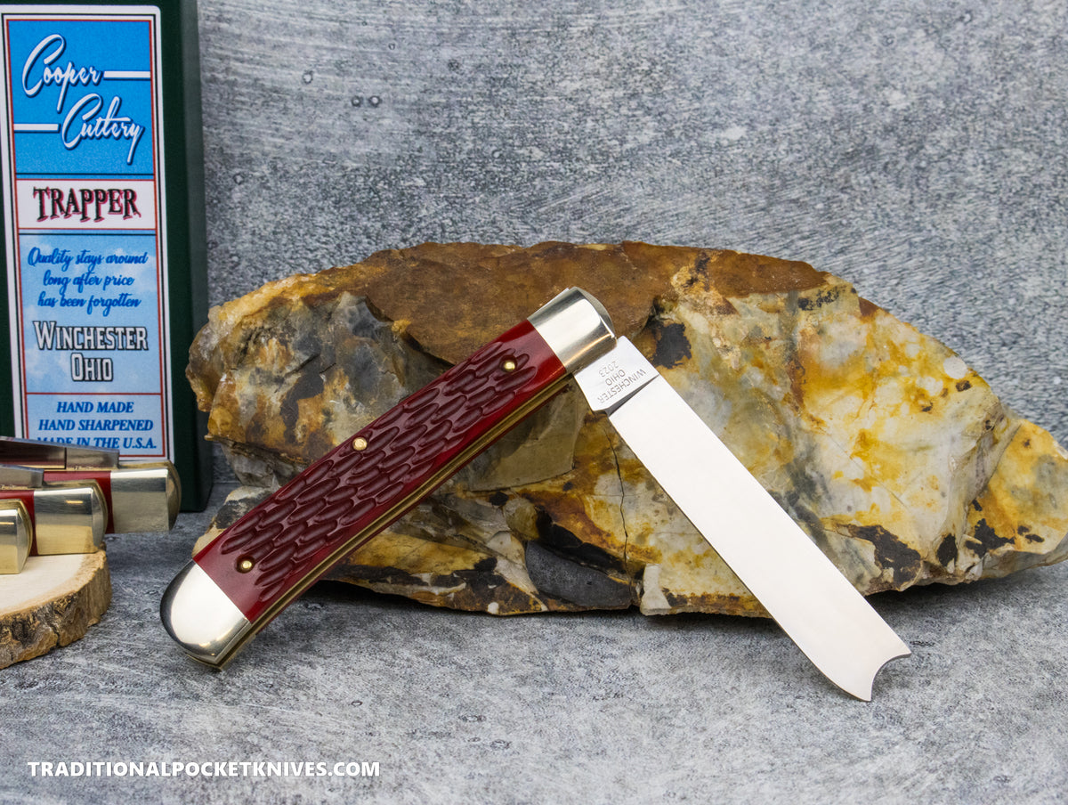 Cooper Cutlery One Arm Razor Blade Trapper Red Jigged Bone (5119 RJB Z)