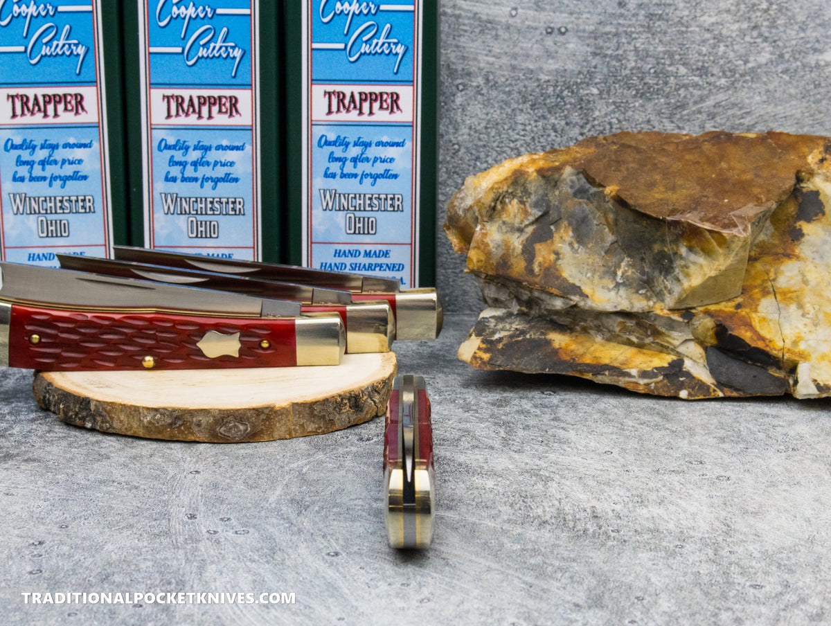 Cooper Cutlery One Arm Razor Blade Trapper Red Jigged Bone (5119 RJB Z)