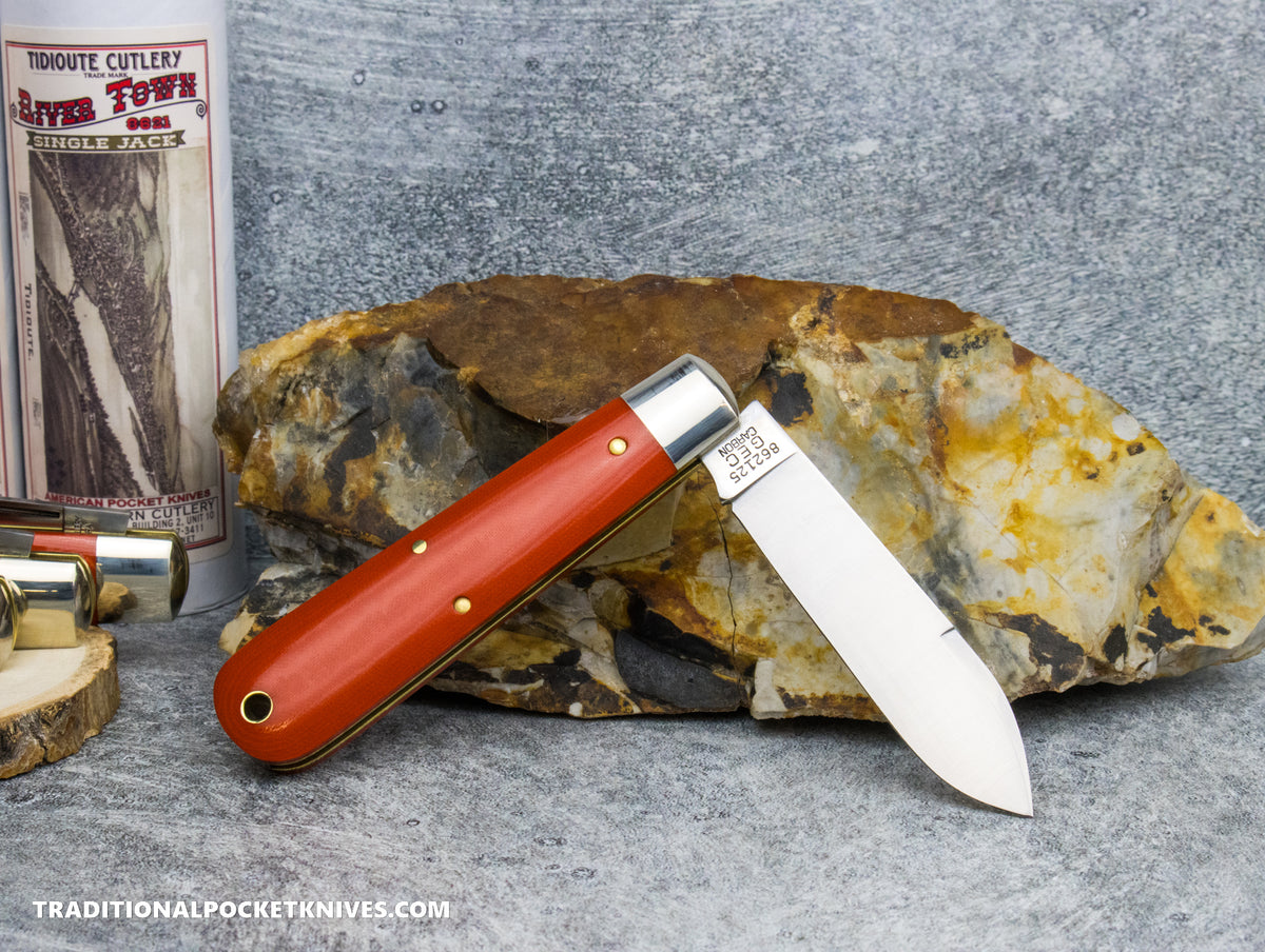 Great Eastern Cutlery #862125 Tidioute Cutlery River Town Single Jack Ember Orange Linen Micarta