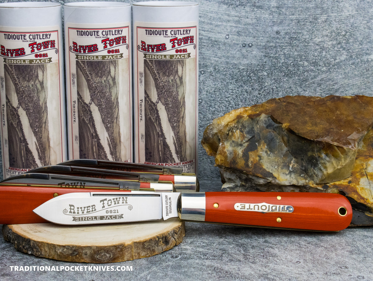 Great Eastern Cutlery #862125 Tidioute Cutlery River Town Single Jack Ember Orange Linen Micarta
