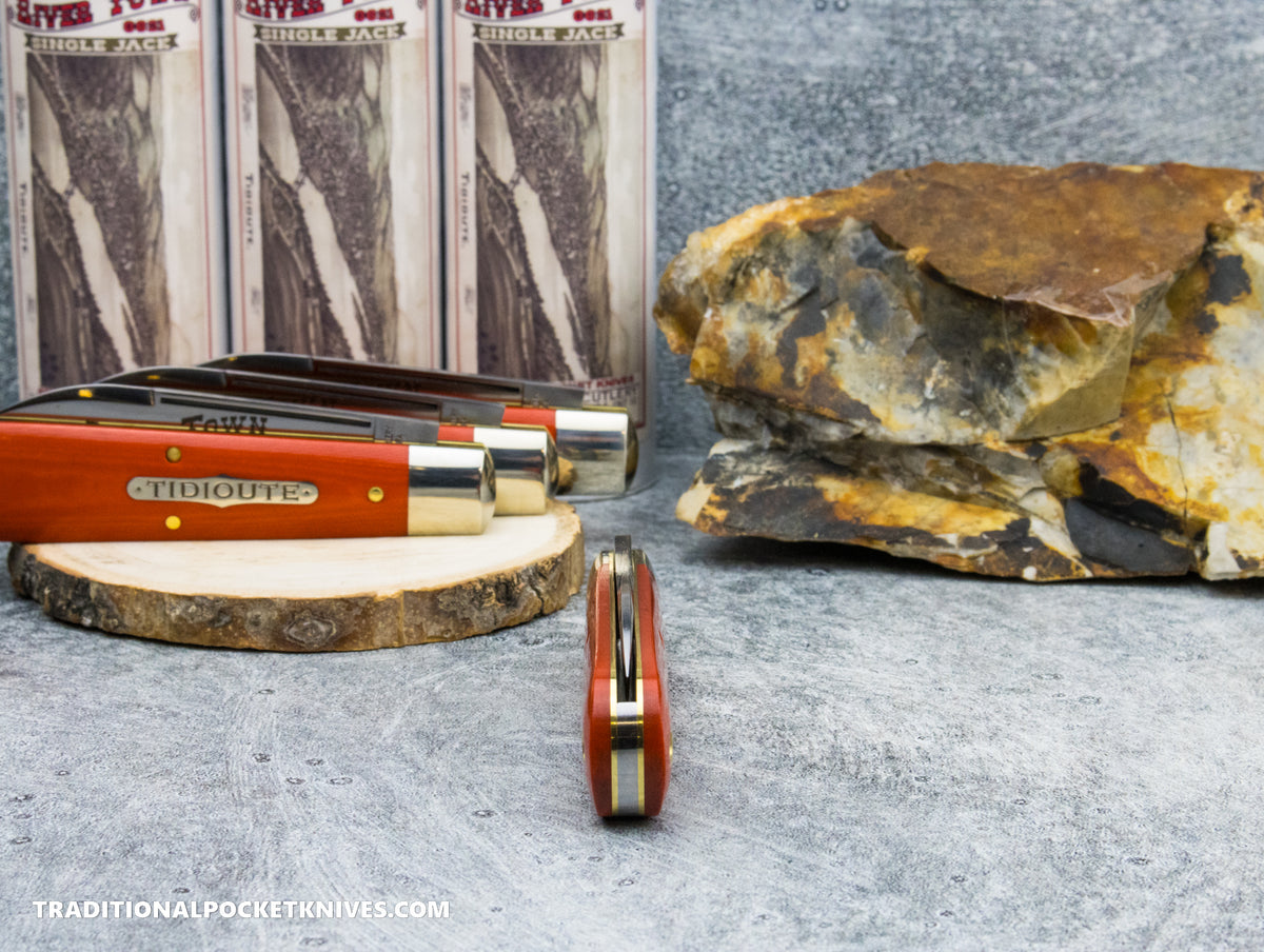 Great Eastern Cutlery #862125 Tidioute Cutlery River Town Single Jack Ember Orange Linen Micarta