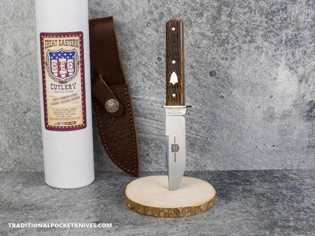 Great Eastern Cutlery #H10125 "Practical Knives" Hunter Knife Antique Yellow Jigged Bone