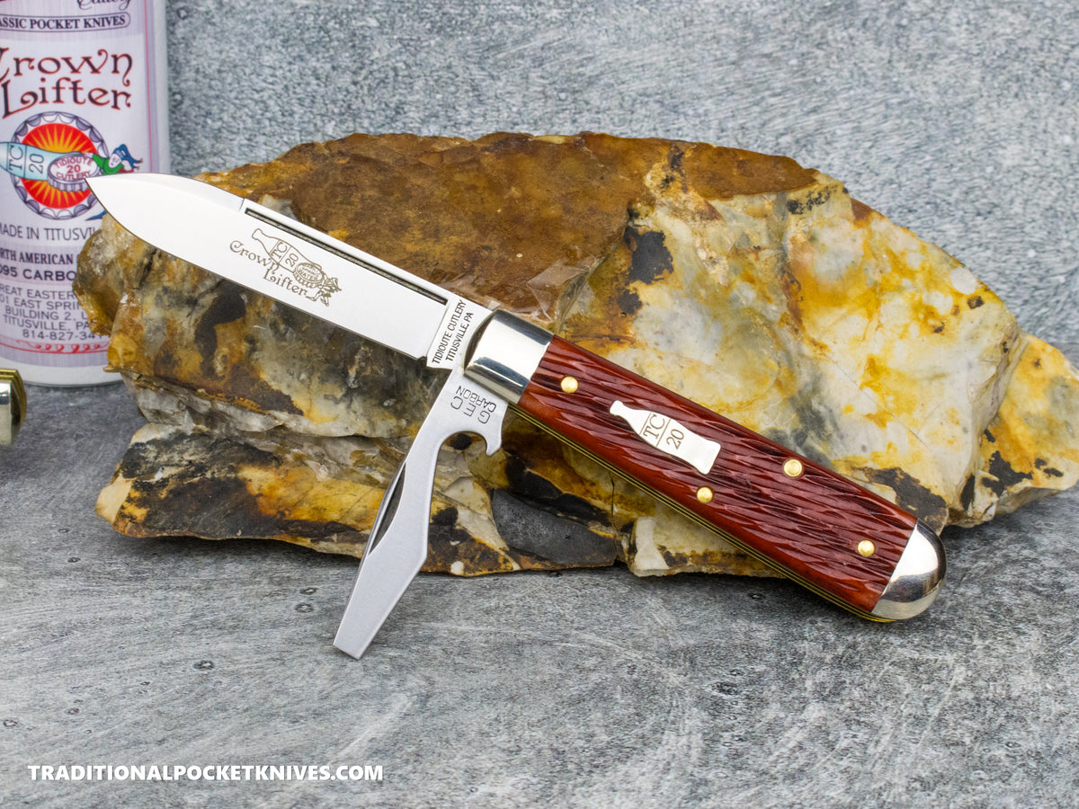 Great Eastern Cutlery #152226CL Tidioute Cutlery Crown Lifter Cinnabar Jigged Bone