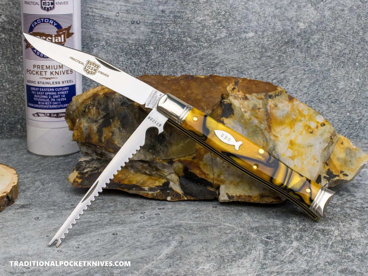 Great Eastern Cutlery #631226SS Fish Knife Black & Gold Acrylic - Special Factory Assembly